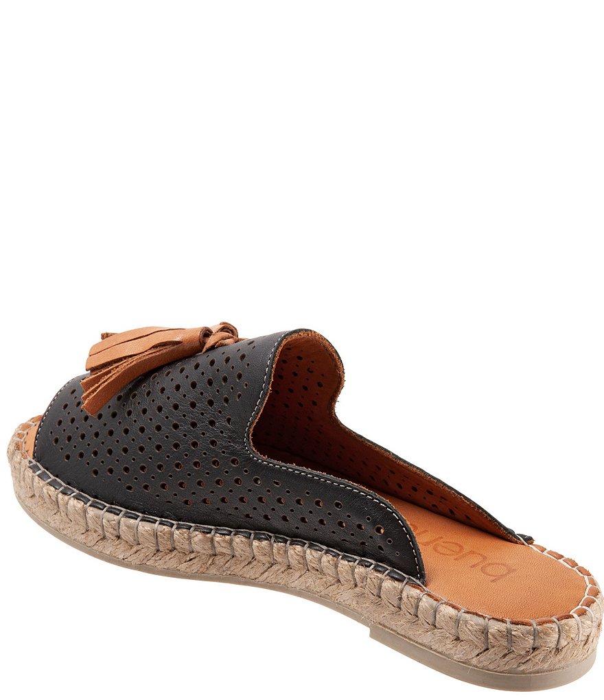 Bueno Navar Perforated Leather Tasseled Espadrille Slides