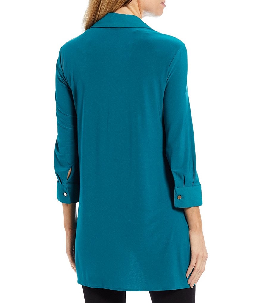 Slim Factor by Investments Bridget 3/4 Sleeve Button Front Hi-Low Top