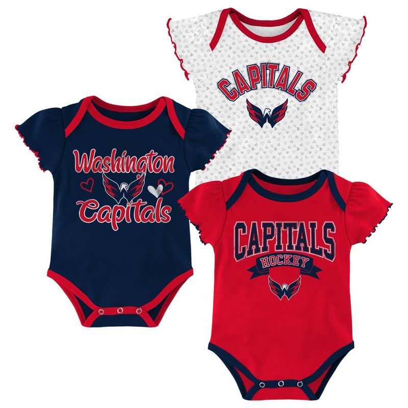NHL Washington Capitals Girls' Winning Goal Bodysuit Set 3pk - 12M