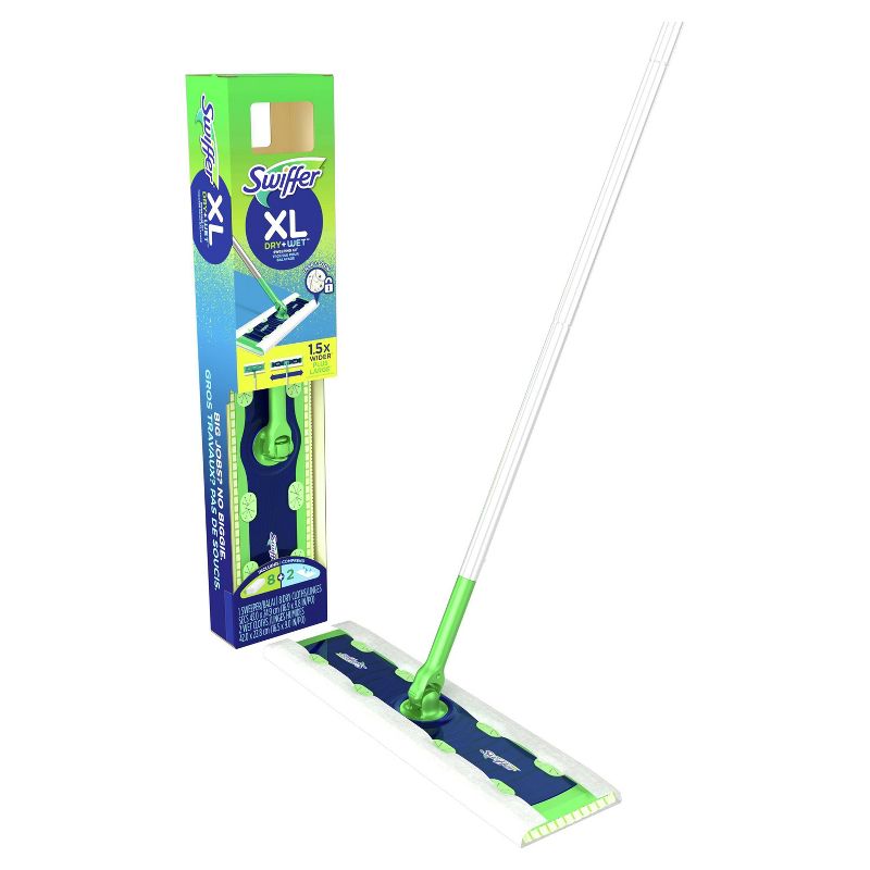 Swiffer Sweeper Dry + Wet XL Sweeping Kit (1 Sweeper, 8 Dry Cloths, 2 Wet Cloths)