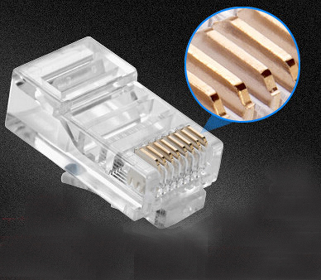 Stranded Network Cable Crystal Head  
RJ45 8P8C Modular Plug Cat5 Crimp Connectors for UTP,Cat5e with curved without broken leg