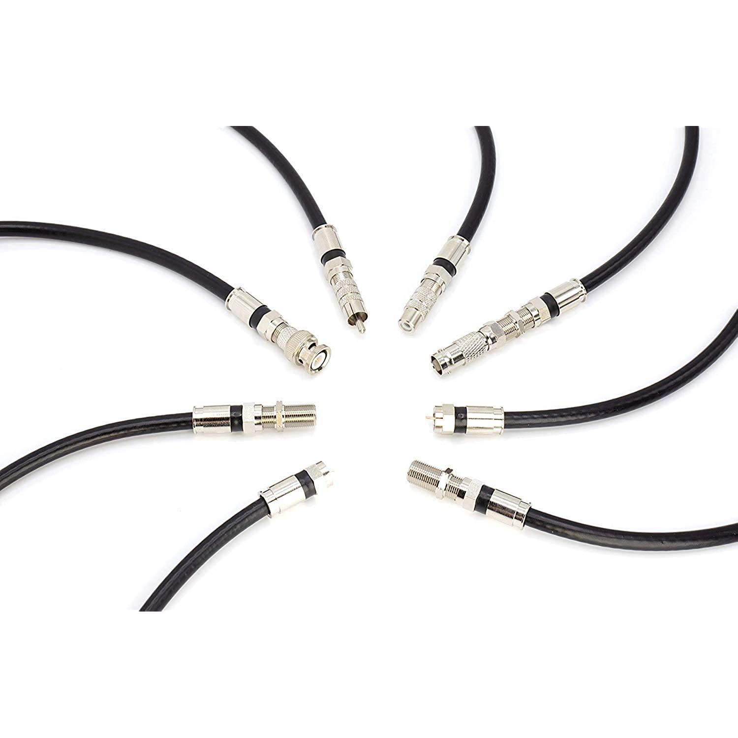 THE CIMPLE CO - Digital Coaxial Cable Kit with Universal Ends -RG6 Coax Cable and six (6) Piece Adapter Kit Includes Male Female RCA BNC F81, and Barrel Connectors - White, 25 Feet