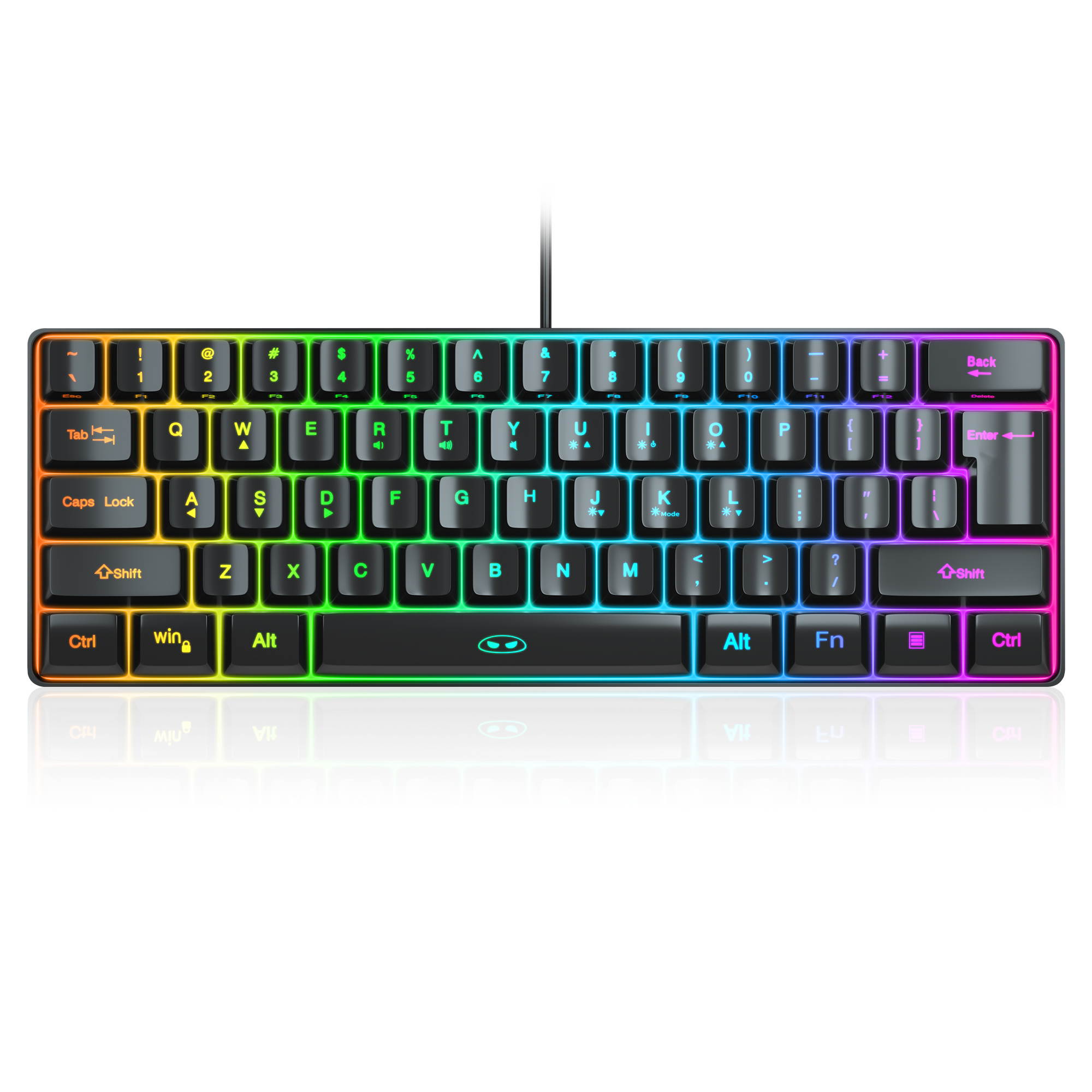 MageGee TS91 Mini 60% Gaming/Office Keyboard,Waterproof Keycap Type Wired RGB Backlit Compact Computer Keyboard for Windows/Mac/Laptop