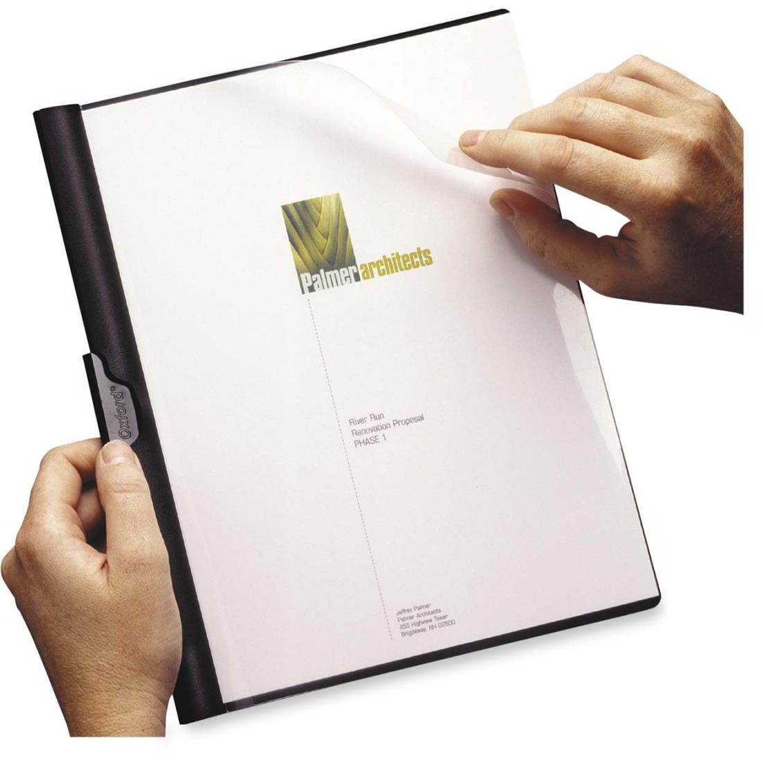 Oxford No-Punch Report Cover, Letter, Holds 30 Pages, Clear/Black 52006