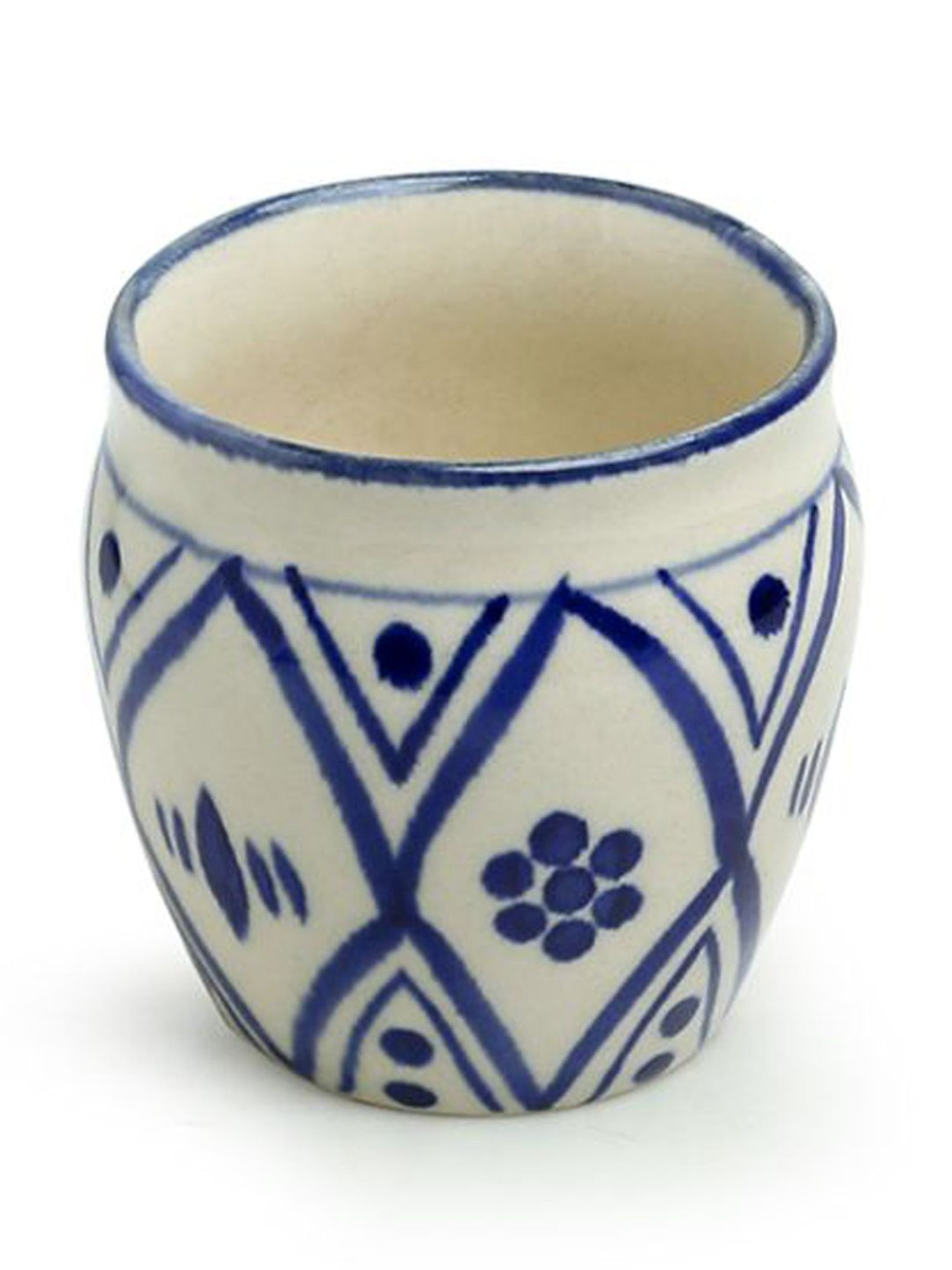 JCPL White & Red Ceramic Cup (0.18 L) - Set of 6