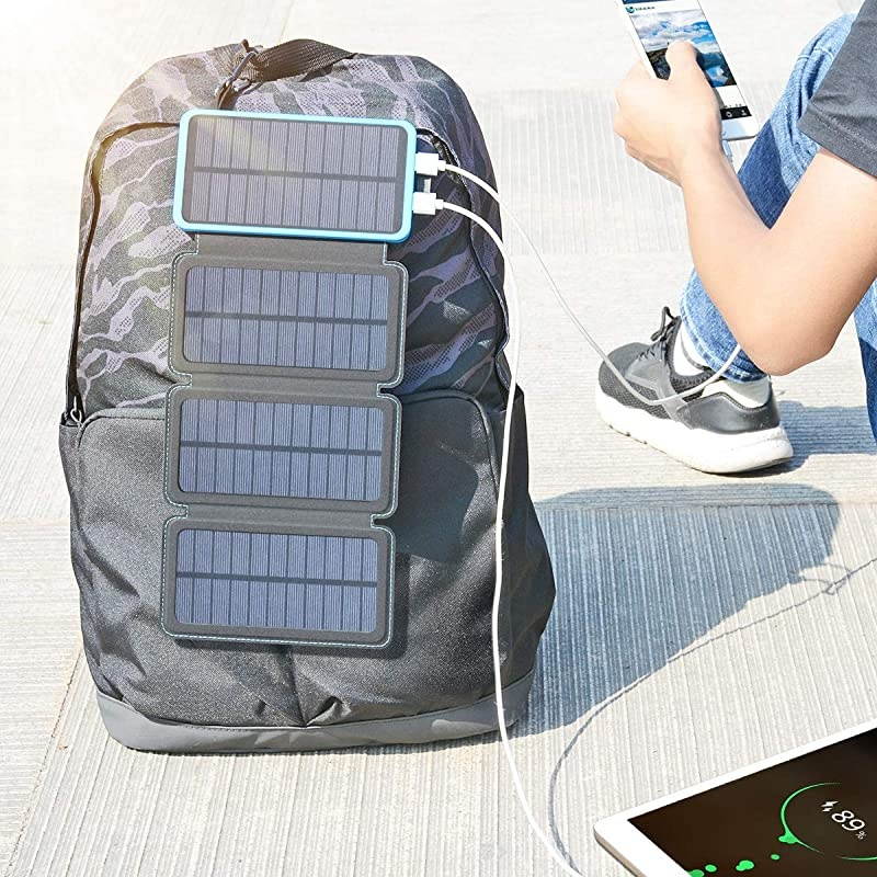Solar Charger 25000mAh  Portable Solar Power Bank Dual USB Ports Waterproof External Battery with LED Flashlight for Smartphones Tablets and More