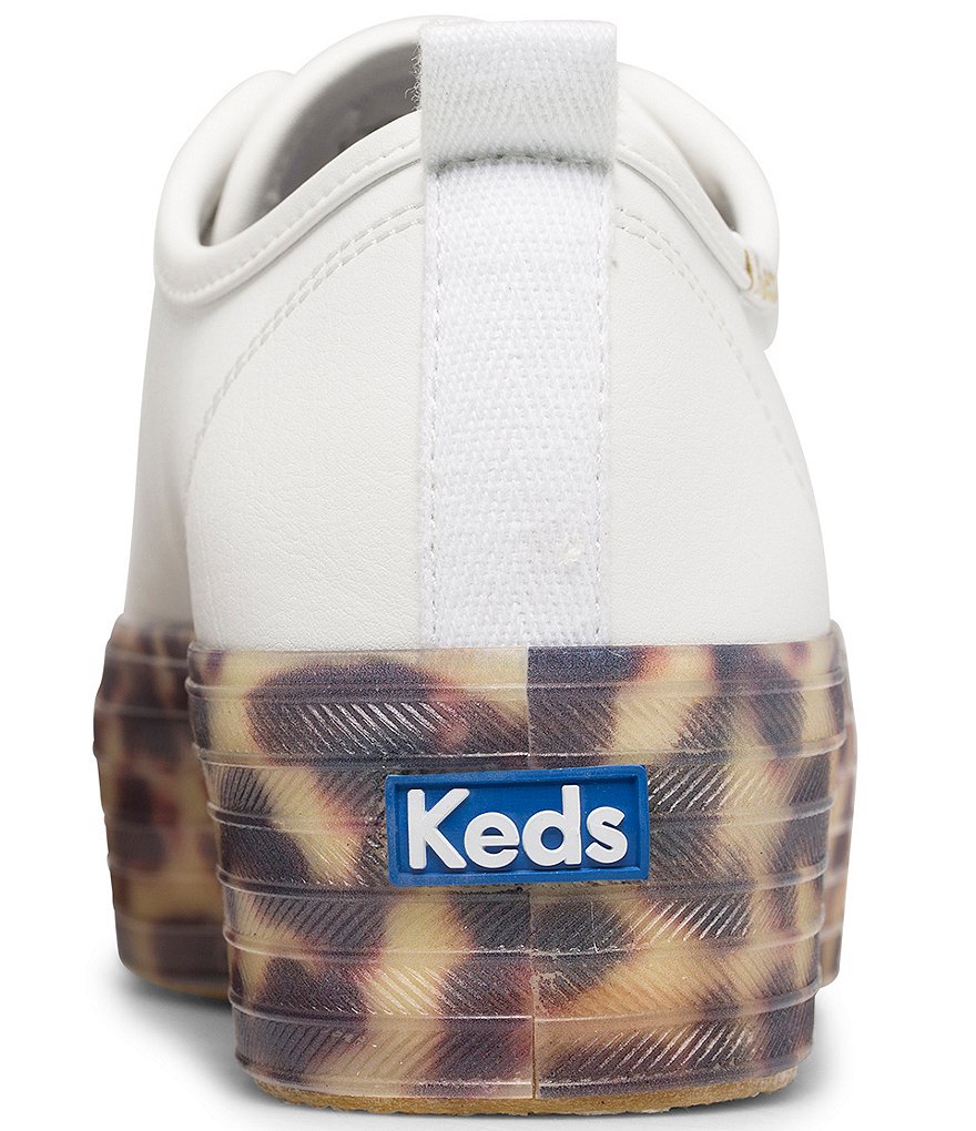 Keds Triple Up Leather Tortoise Print Lace-Up Platform Sneakers
