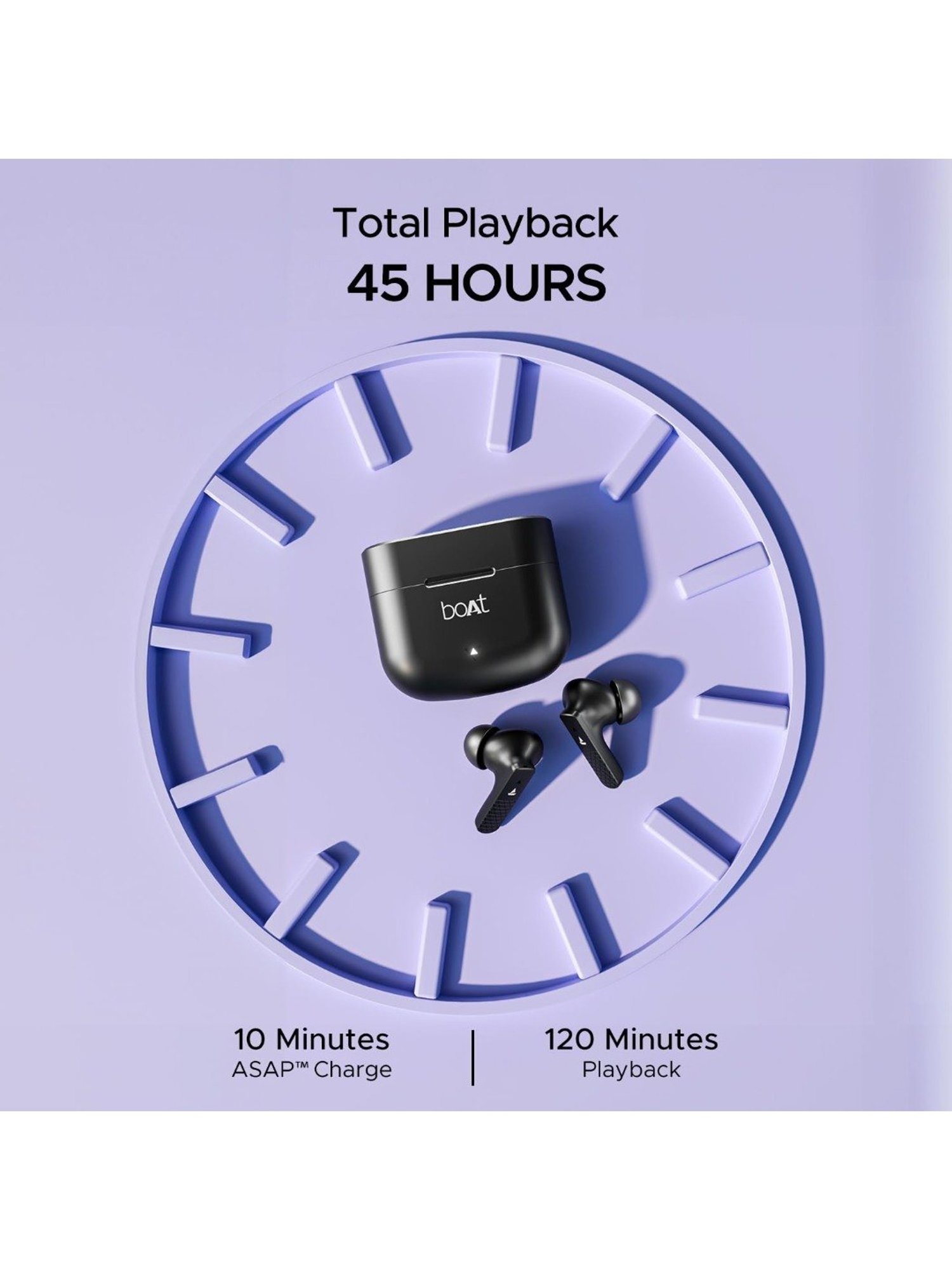 Boat Airdopes 91 Bluetooth Earbuds with Dual Mics,45 hrs Playtime (Active Black, True Wireless)