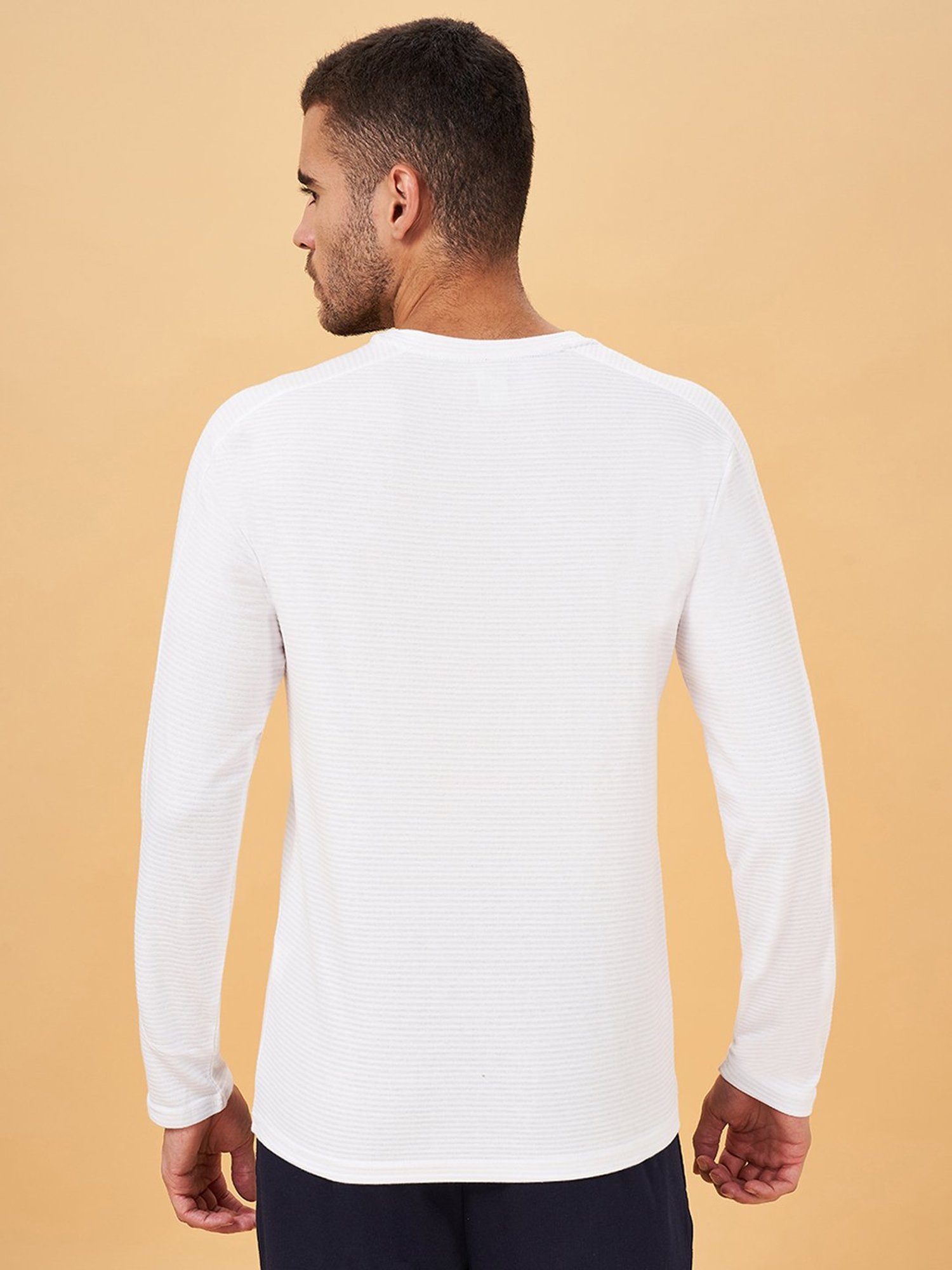 Ajile by Pantaloons White Slim Fit Printed Crew T-Shirt