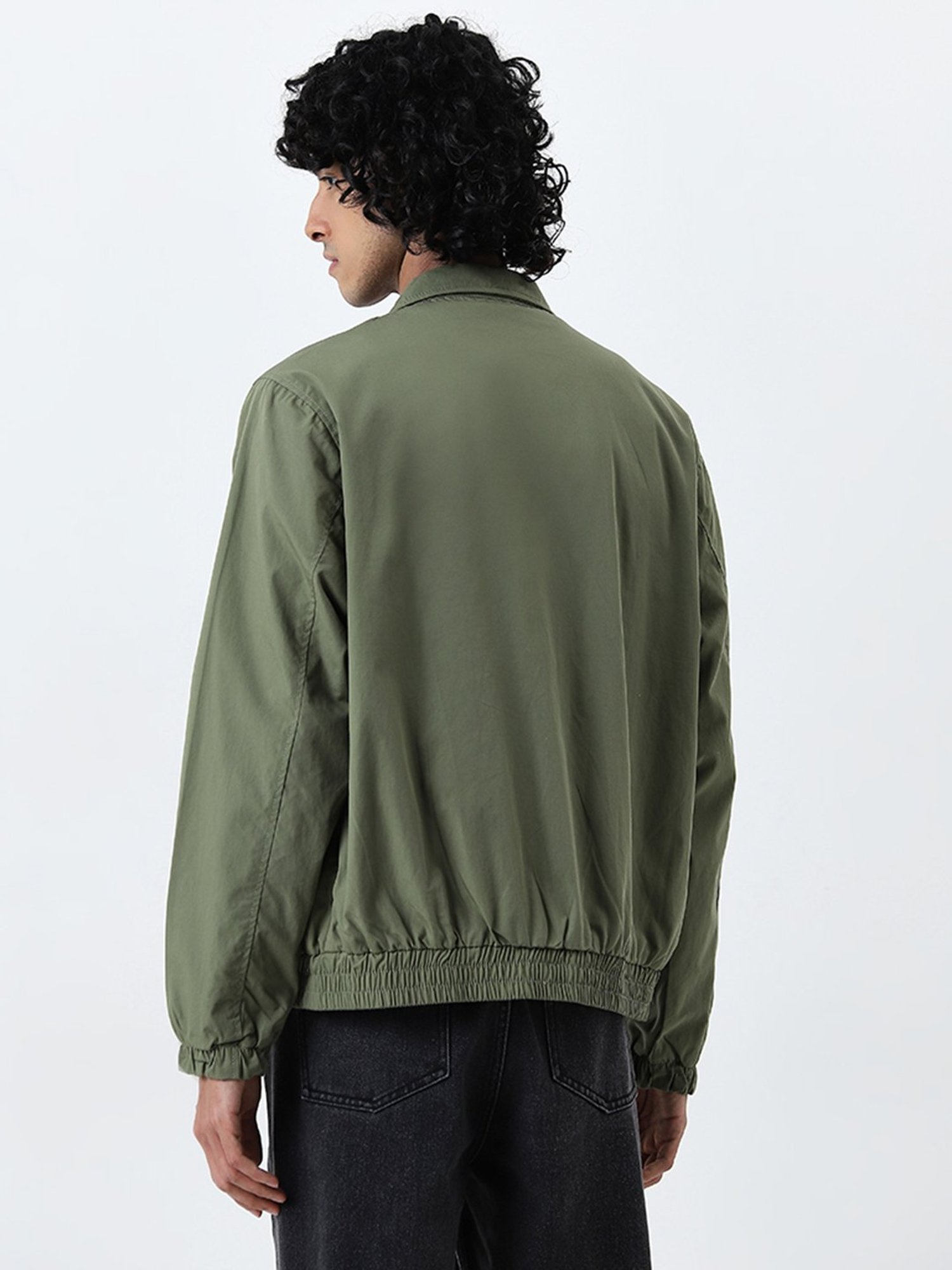 Nuon by Westside Olive Cargo-Style Relaxed-Fit Cotton Blend Jacket