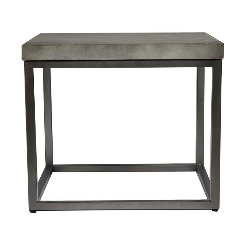 Wallace & Bay Onyx 22 Inch Modern Slate Gray Concrete Top Square Accent Side End Table with Reliable Metal Legs for Household Essentials