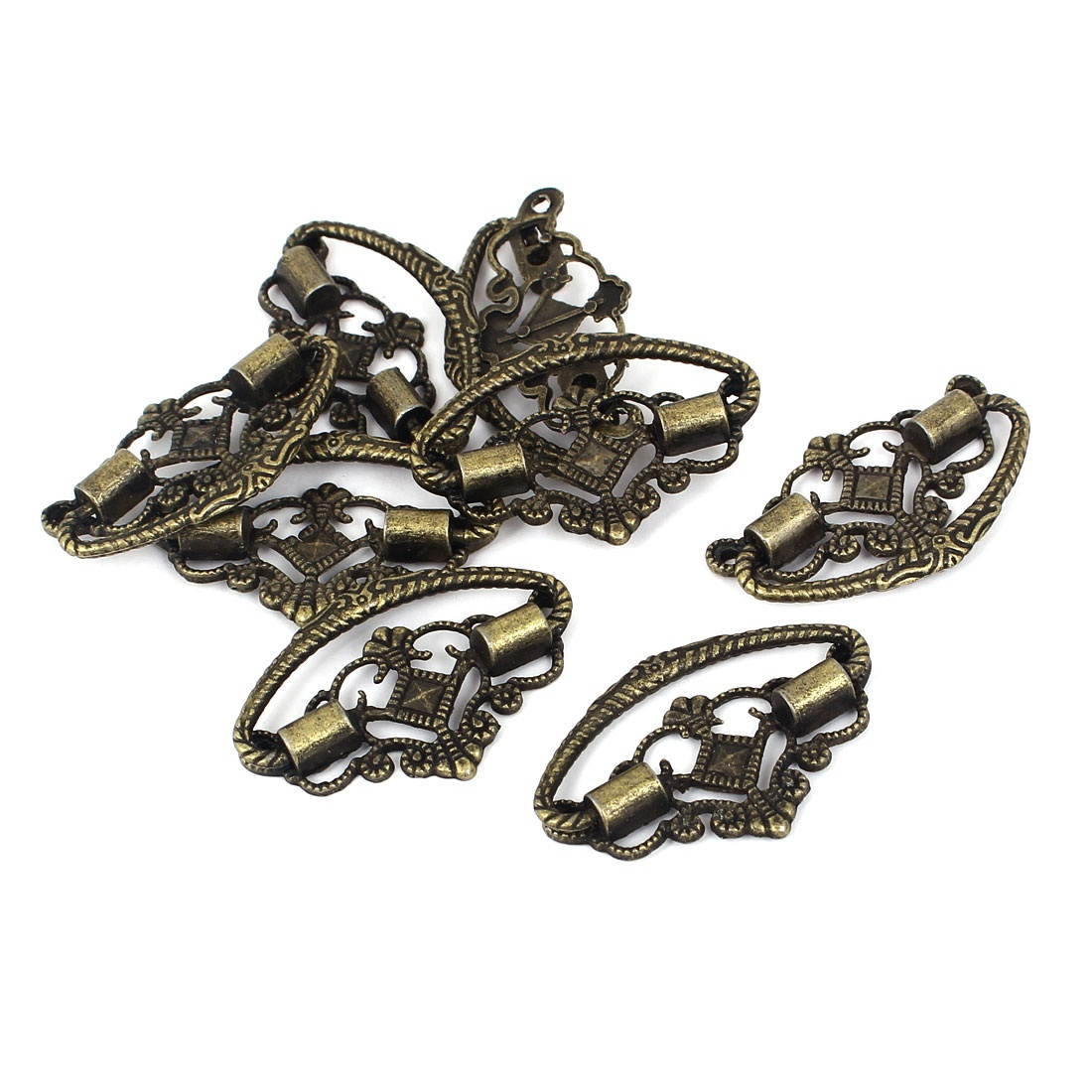 Retro Style Jewelry Case Wooden Box Dresser Pull Handle 48x28mm Bronze Tone 8pcs