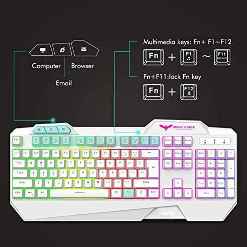 Gaming Keyboard and Mouse Combo, Led Rainbow Backlit Wired Gaming Keyboard and RGB Gaming Mouse, LED 104 Keys USB Ergonomic Wrist Rest Keyboard, 4800 Dots Per Inch 6 Button Mouse - Black
