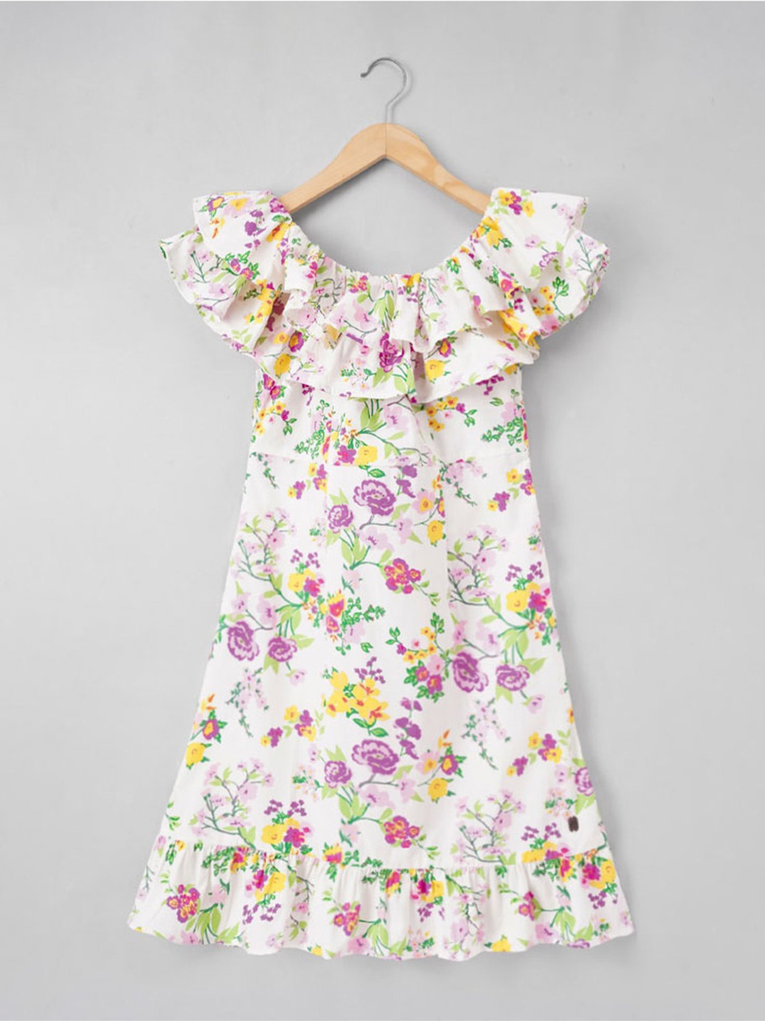 Edheads Kids Multicolor Cotton Floral Print Dress