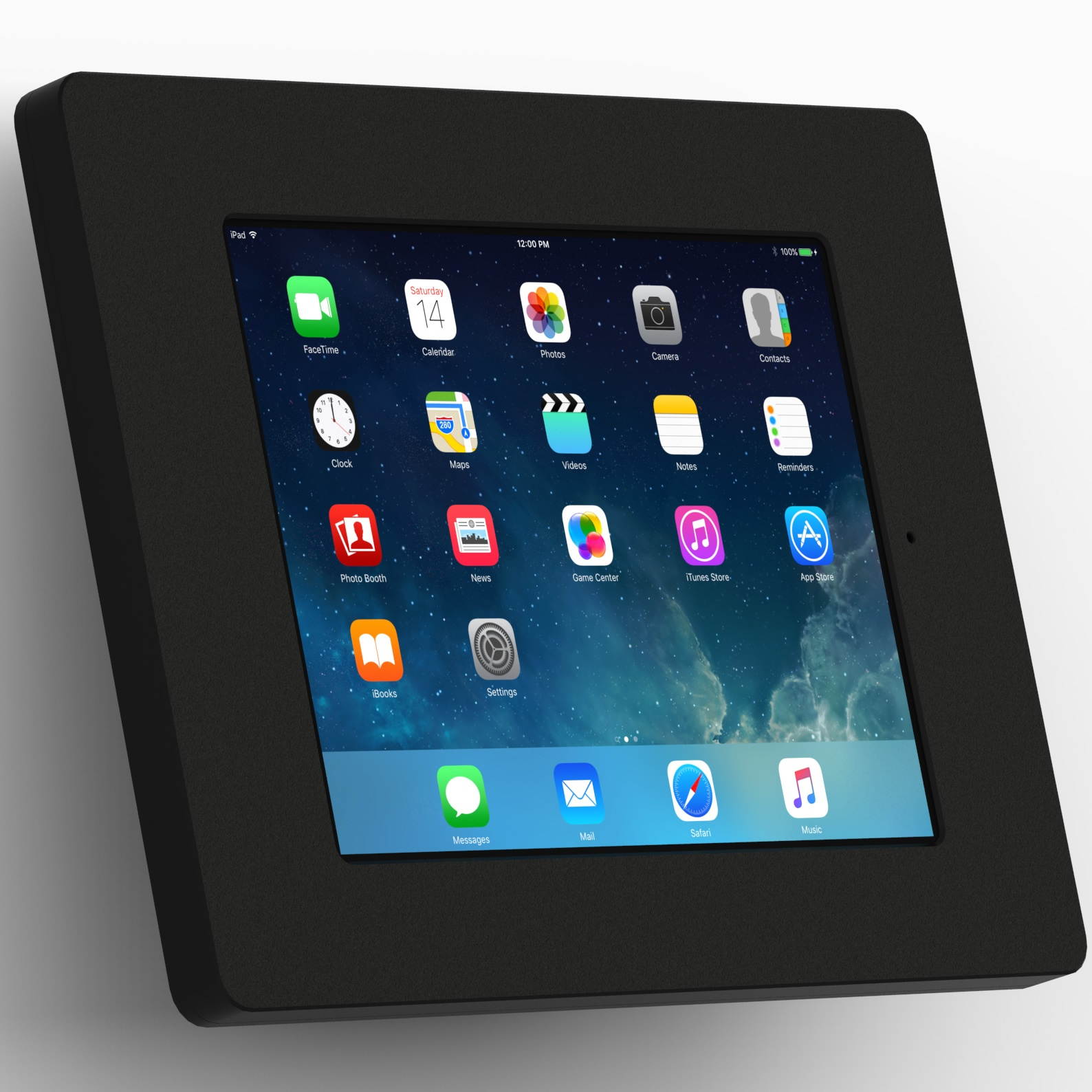 VidaMount Black Home Button Covered Enclosure and Fixed Tilted 15&deg; Wall Mount [Bundle] compatible with iPad 9.7 (5th / 6th Gen), Pro 9.7", Air 1/2