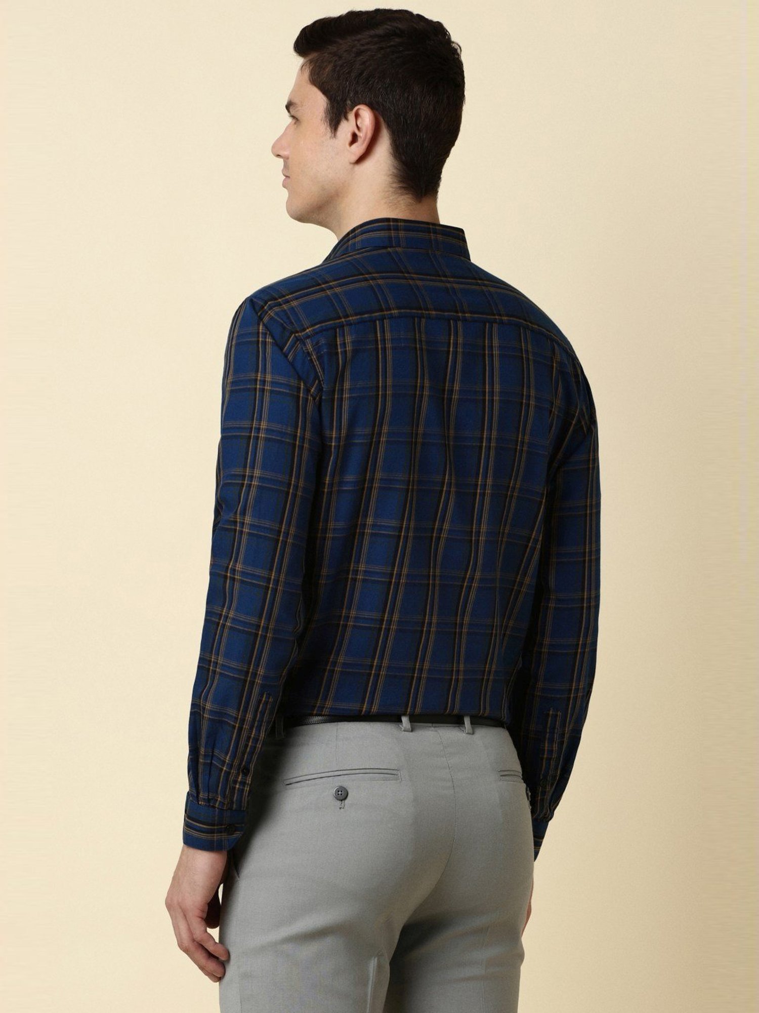 Sojanya Blue Cotton Regular Fit Self Pattern Shirt