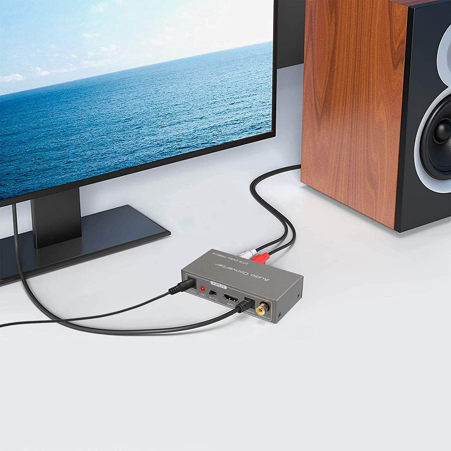 CAMWAY HDMI ARC Audio Extractor Adapter 192K Audio Converter Multifunction Audio Extractor Converter Toslink(Optical) Coaxial HDMI ARC Input to Coaxial Toslink(Optical) Stereo L/R 3.5mm Jack Output