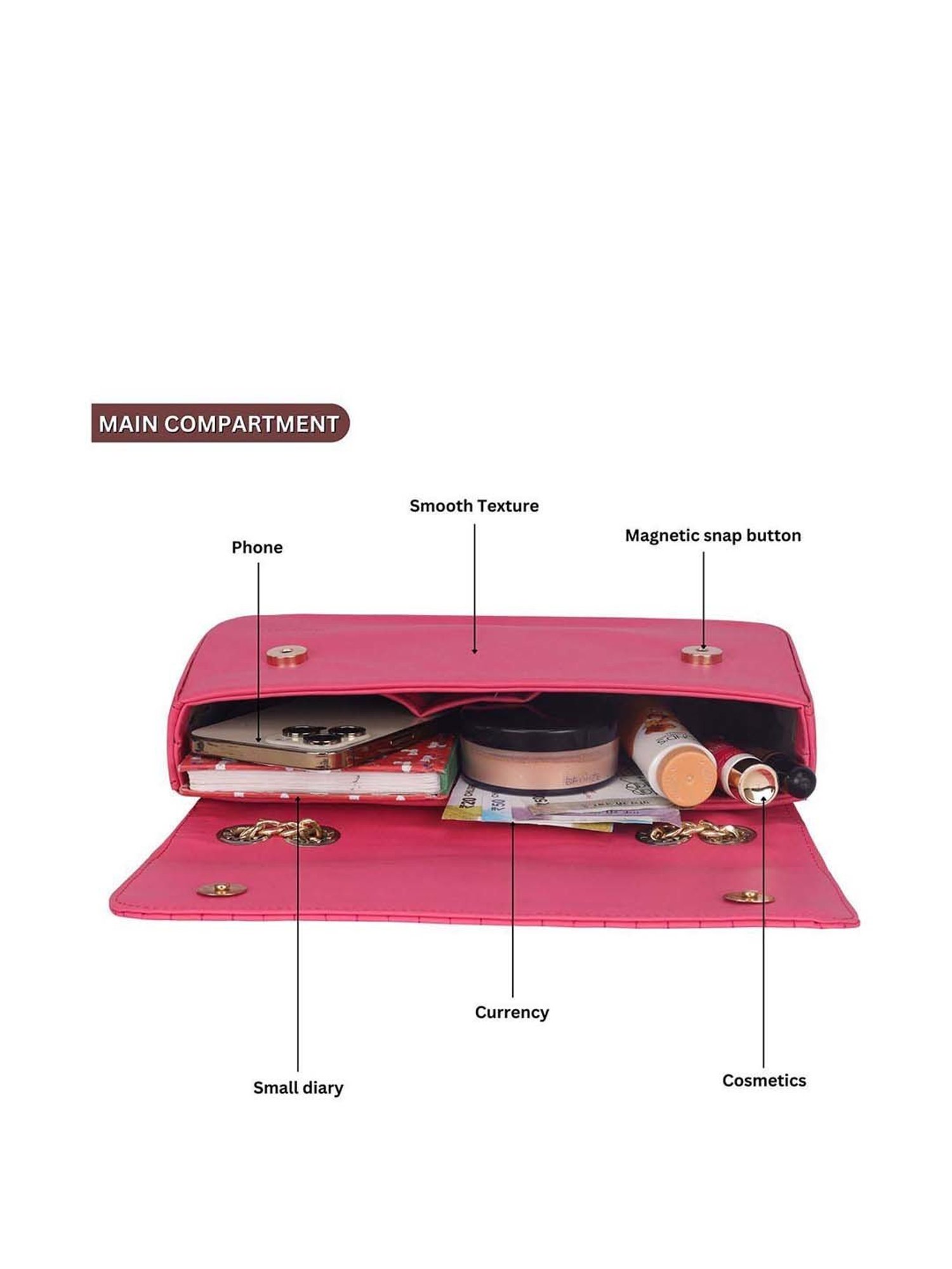 Abeeza Pink Quilted Small Sling Handbag