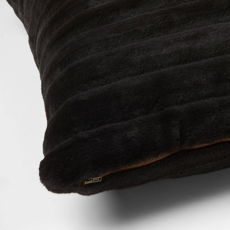Euro Channeled Faux Fur Throw Pillow Black - Project 62™ + Nate Berkus™
