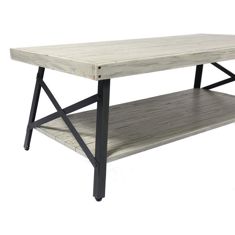 Wallace & Bay Chandler 48 Inch Long Rustic Decor Indoor Home Open Storage Coffee and Cocktail Table, Brushed Gray