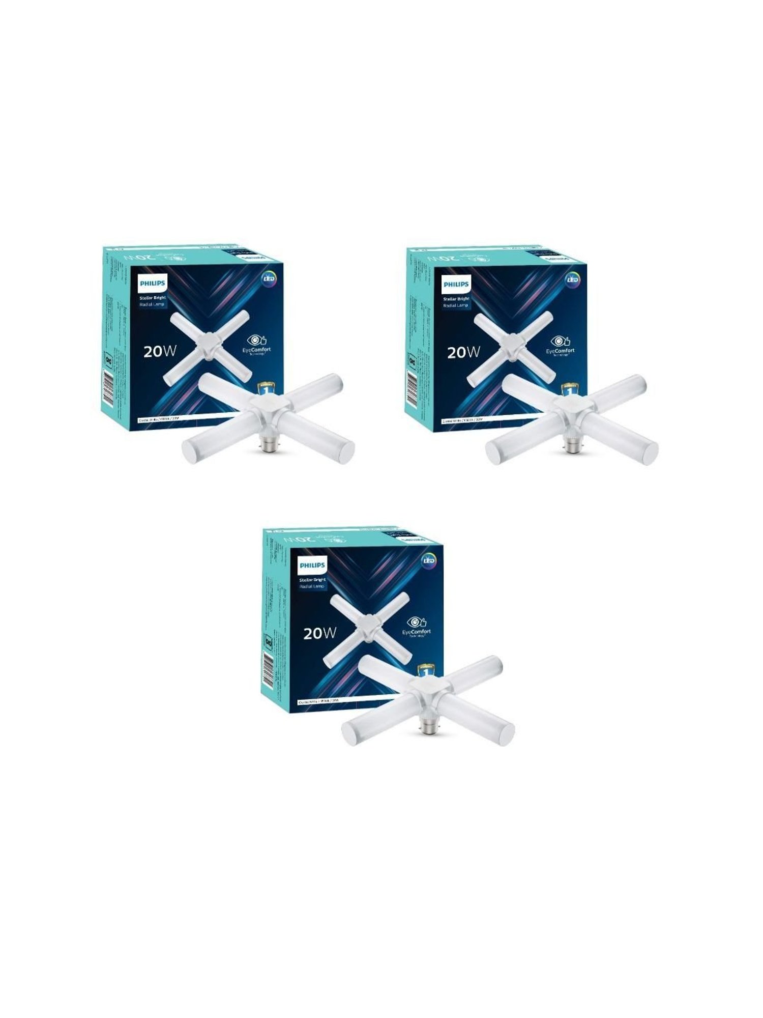 Philips Stellar Bright 20W Radial B22 LED T-Bulb - Pack of 3 (Cool Daylight)