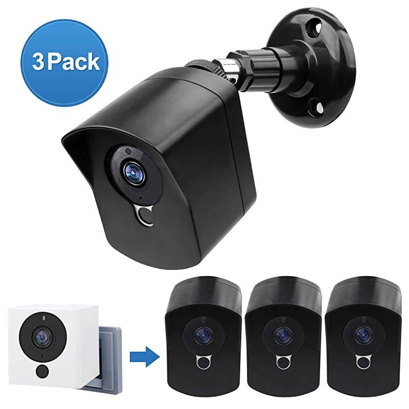 Cam Wall Mount BracketFull Protective Weather Proof 360 Degree Adjustable Outdoor Indoor Mount and Cover Case for Cam 1080p HD Camera Black 3 Pack
