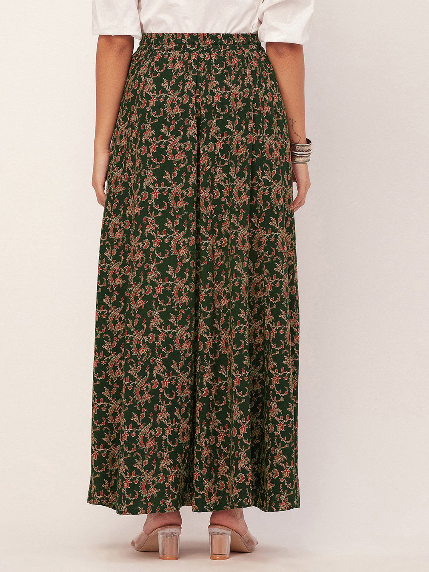 Moomaya Green Floral Print Skirt