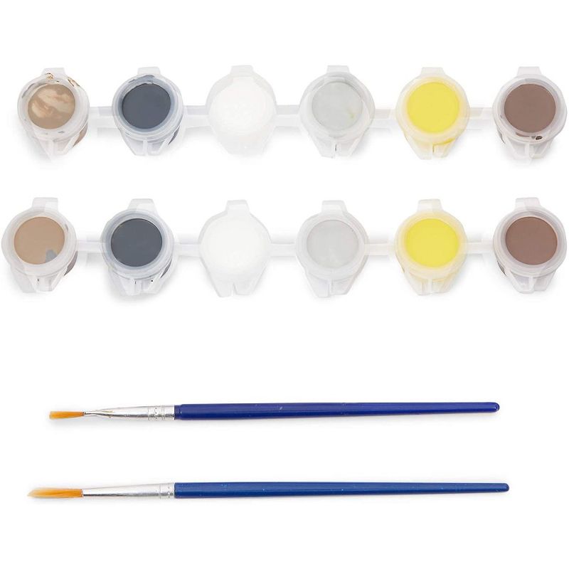 Bright Creations 16 Pieces Owl Pet Rock Painting Kit with 12 Paint Pods, 2 Paint Brushes, and 2 Owls, Craft Kits