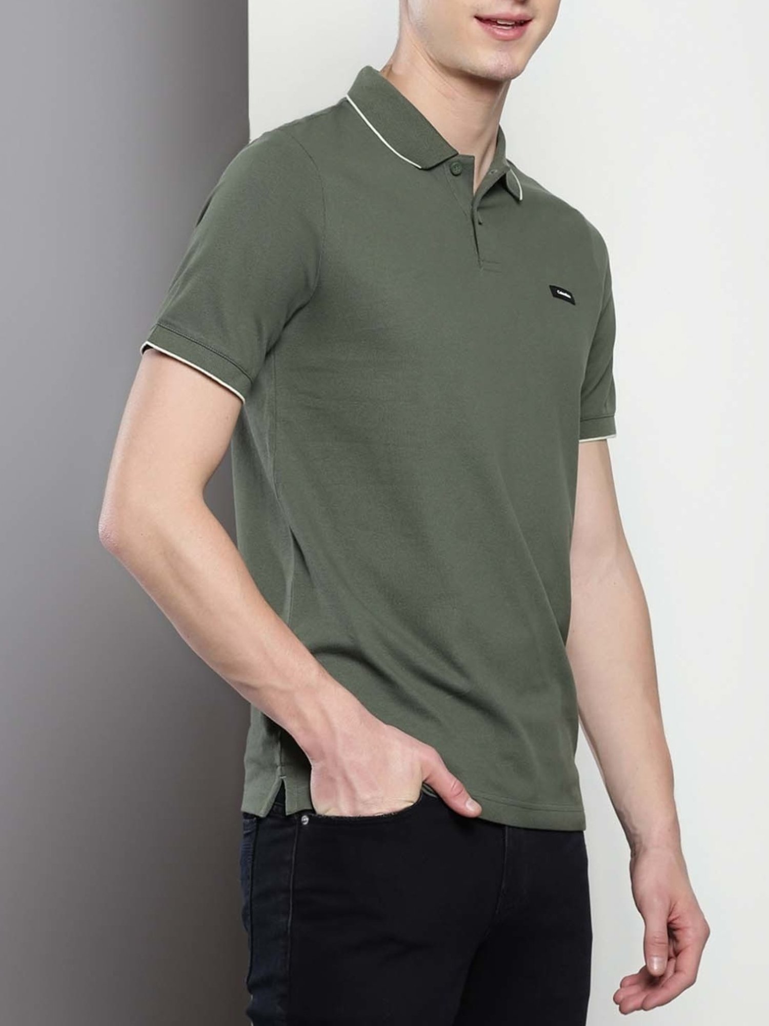 Calvin Klein Thyme Cotton Slim Fit Polo T-Shirt