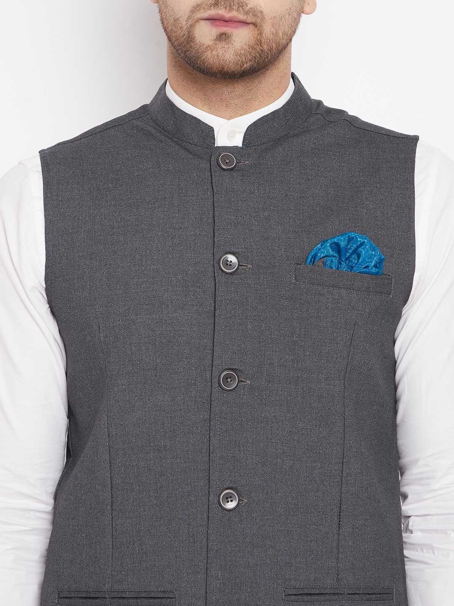 Even Grey Regular Fit Nehru Jacket