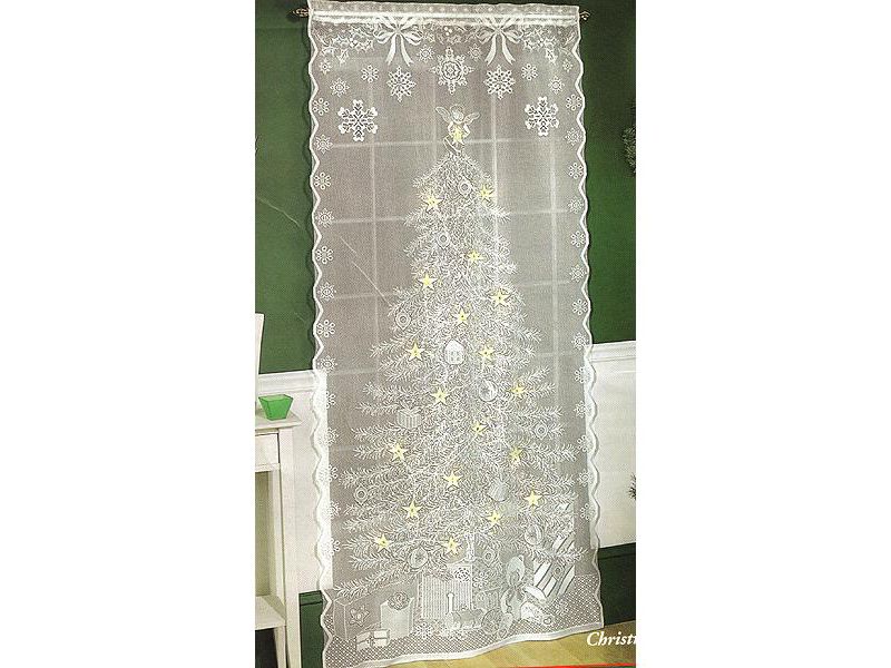 Quaker Lace White Quaker Lace Translucent Christmas Tree Lighted Panel 40" x 84"