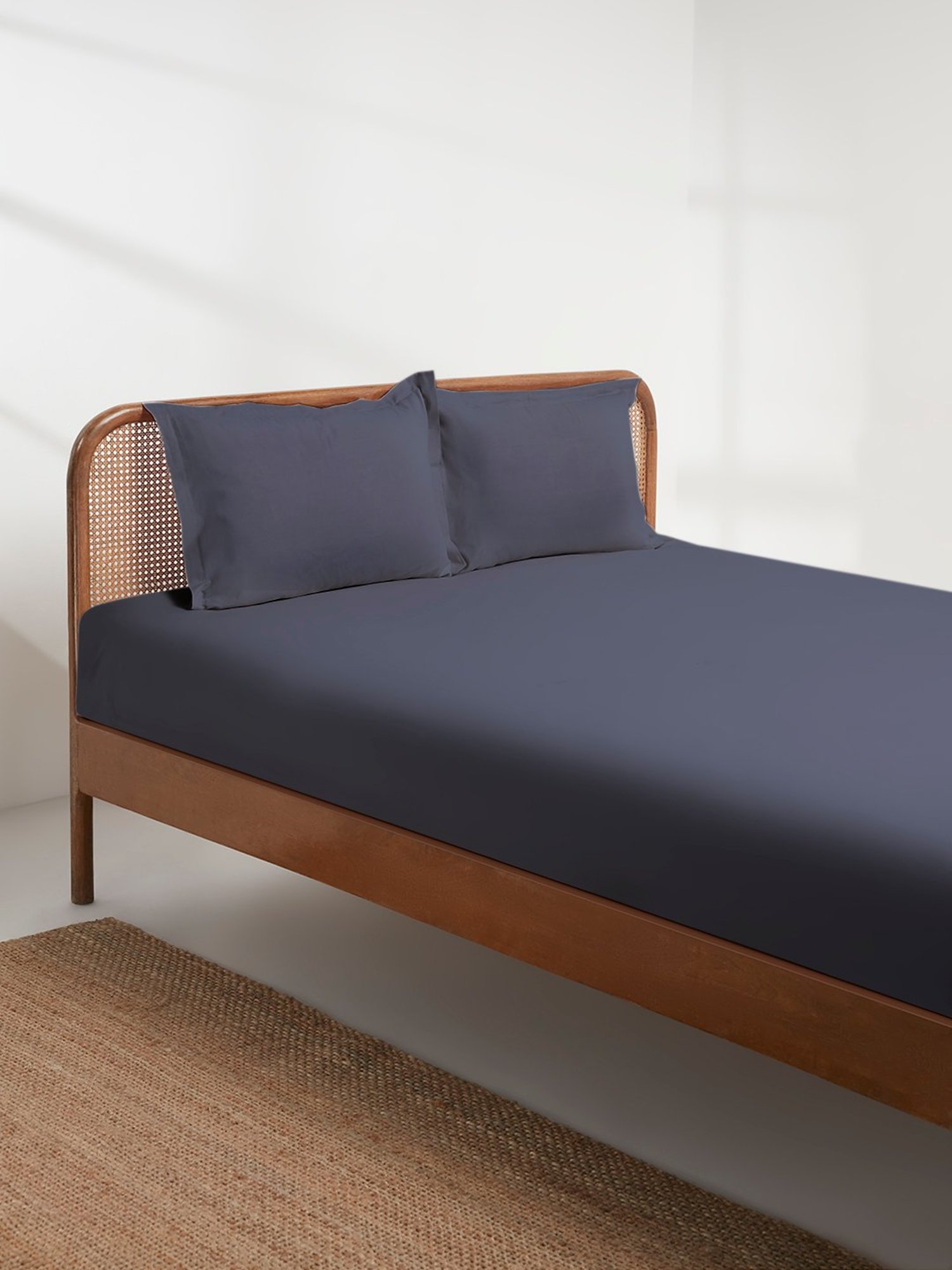 Westside Home Dark Grey Double Bed Flat Sheet and Pillowcase Set