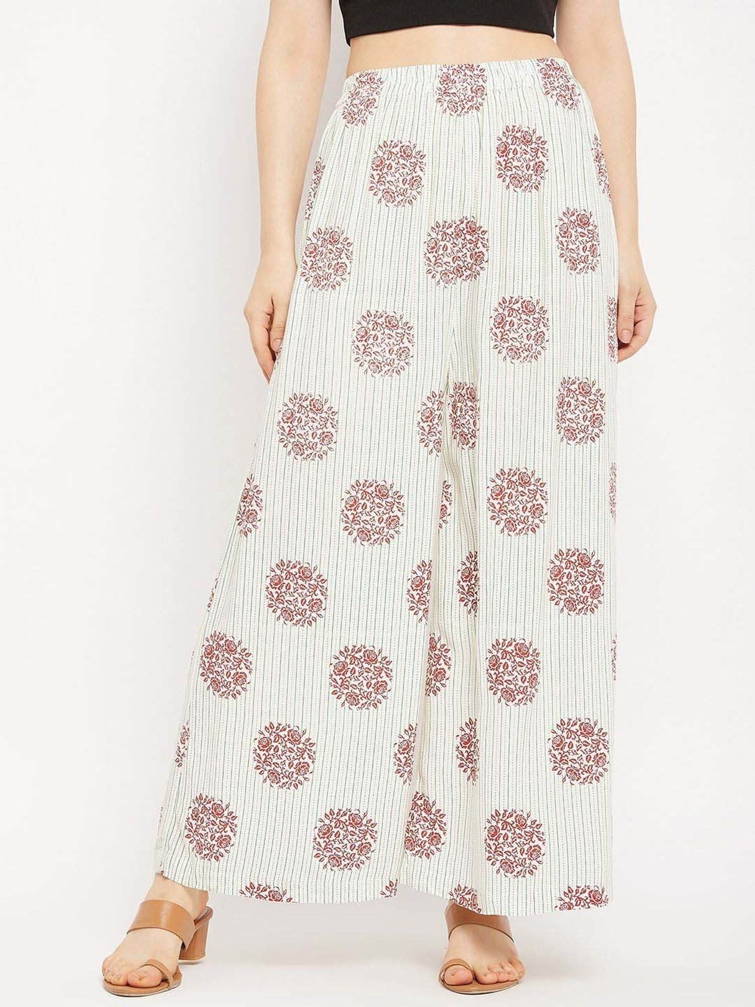 Castle Off-White Printed Palazzos