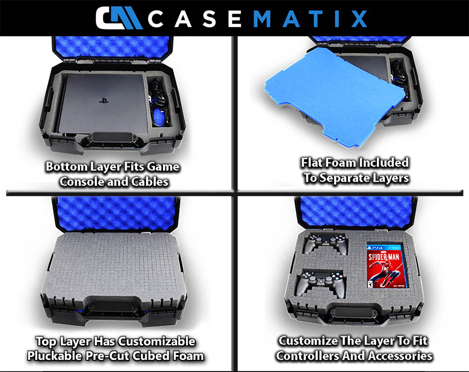 CASEMATIX Console Carrying Travel Case Custom Designed to fit PlayStation 4 Slim PS4 Slim 1TB