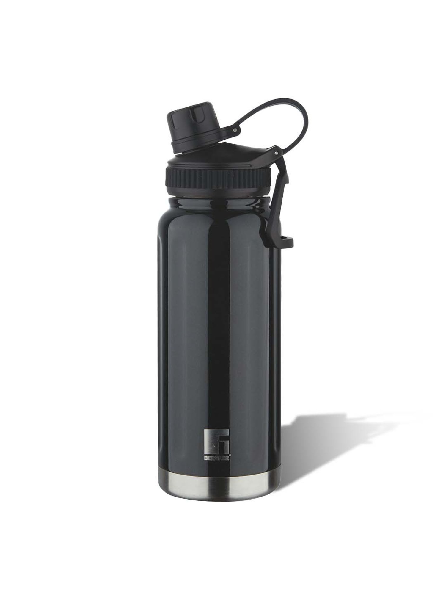 Bergner Walking Black Stainless Steel Thermosteel Hot and Cold Bottle (1.2 L)