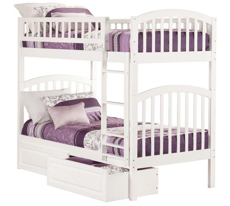 Richland Bunk  Twin over Twin w/ Raised Panel Trundle  Antique Walnut - Atlantic Frame