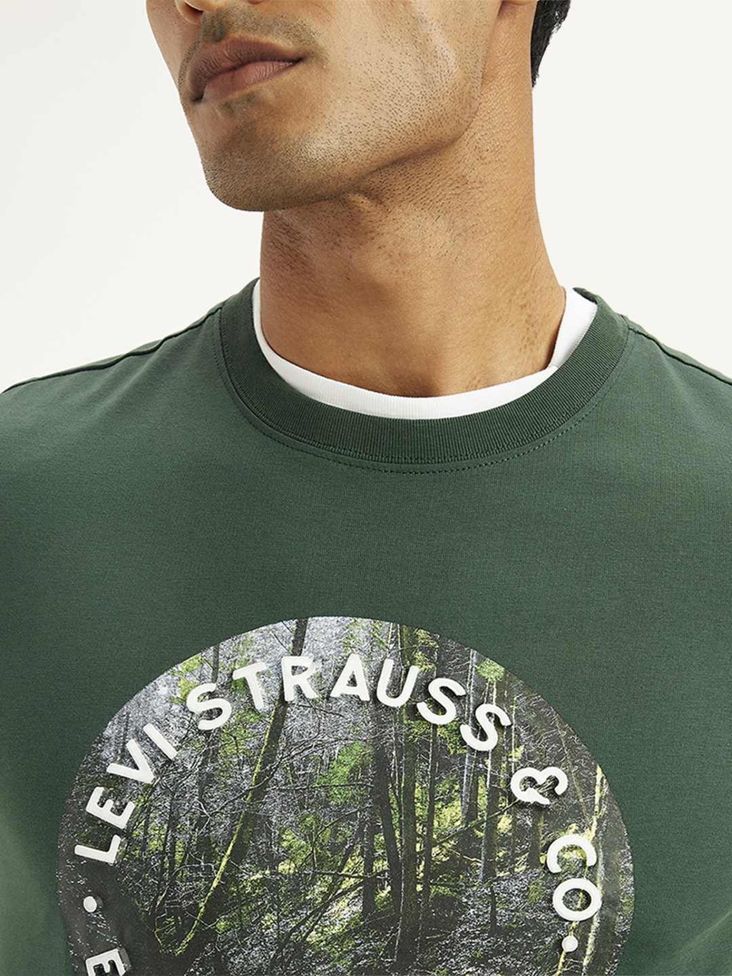 Levi's Green Cotton Regular Fit Printed T-Shirt
