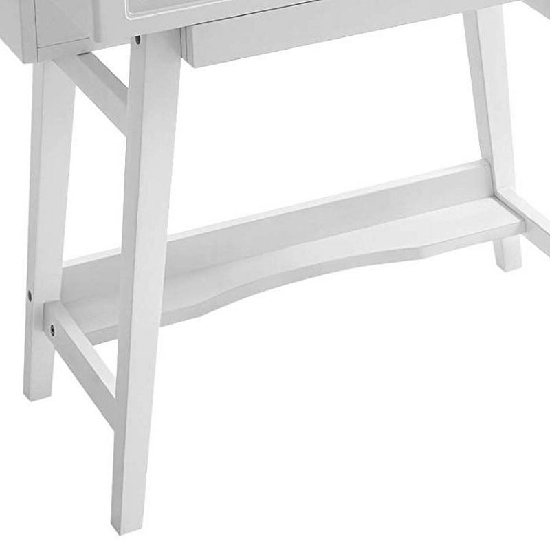 Wooden Vanity Table with Flip Top Mirror and Hidden Storage White - Benzara