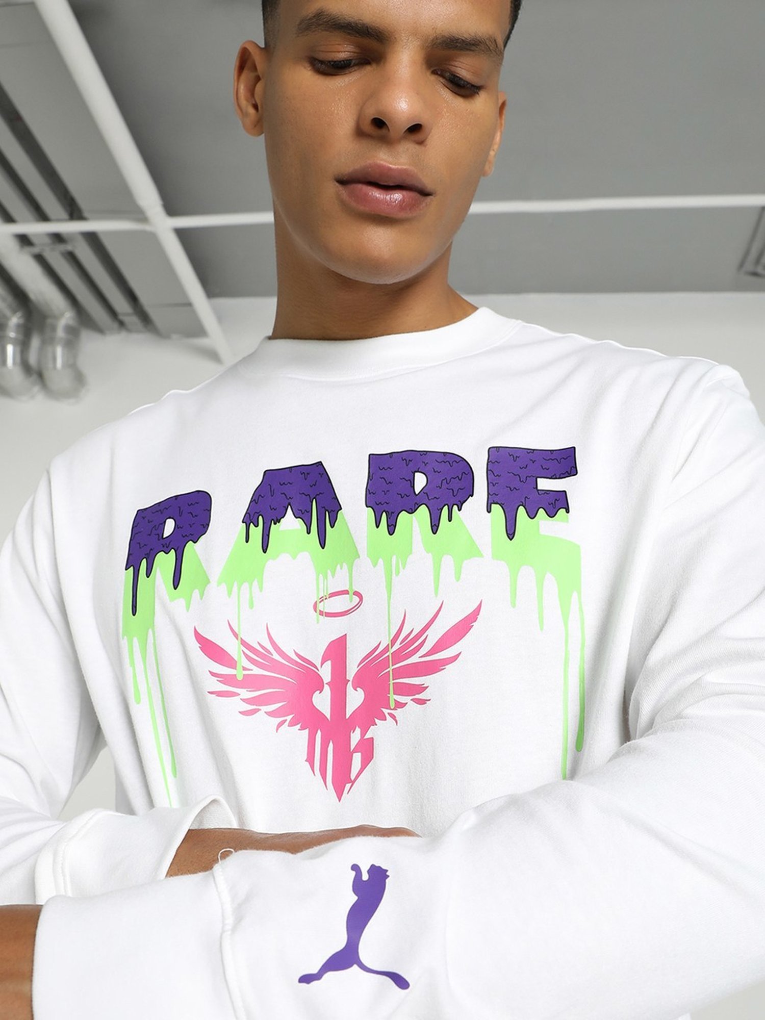 Puma MELO White Regular Fit Printed Sports T-Shirt