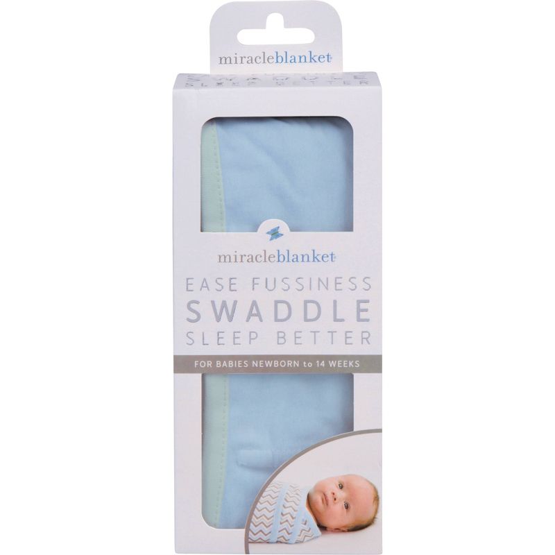 Miracle Blanket Swaddle Blanket Wrap - Blue with Green Trim