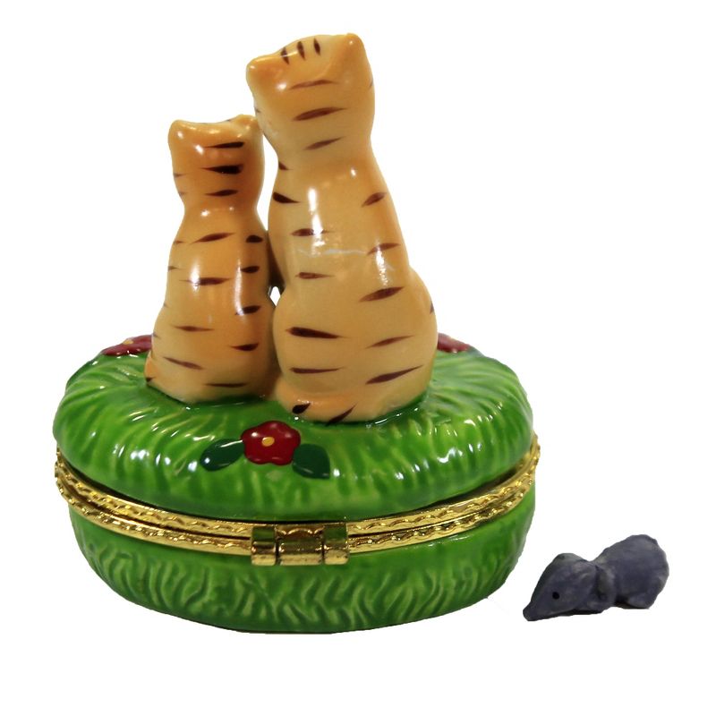 Hinged Trinket Box 3.0" Two Cats Hinged Box Kitty Feline  -  Decorative Figurines
