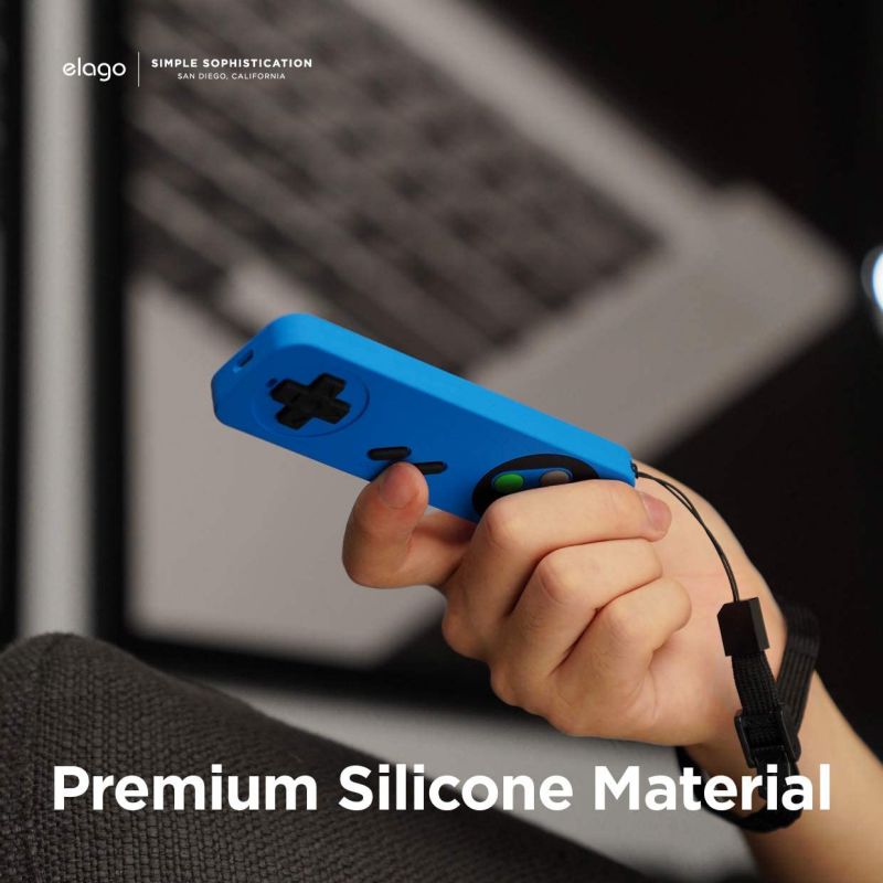 elago R4 Retro Apple TV Remote Case Compatible with Apple TV Siri Remote 1st Generation - Classic Controller Design [Non-Functional], Lanyard Included [US Patent Registered] (Blue)