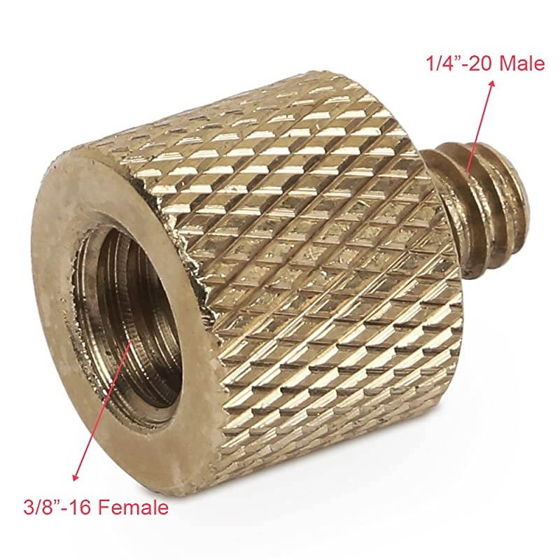 38quot16 Female to 14quot20 Male Tripod Thread Reducer Screw Adapter Brass Precision Made 2 Pack