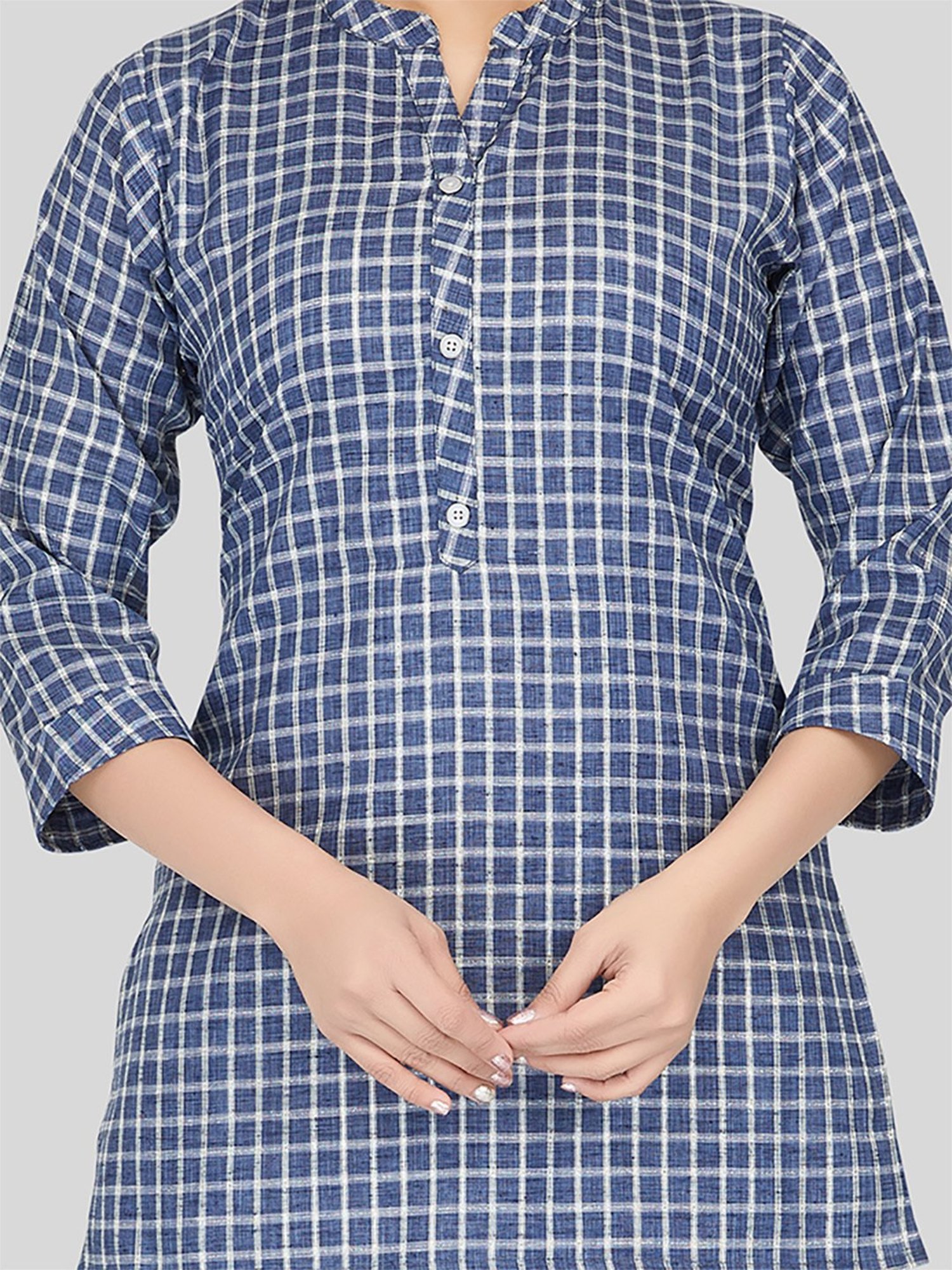 Saree Swarg Blue Printed Straight Short Kurti