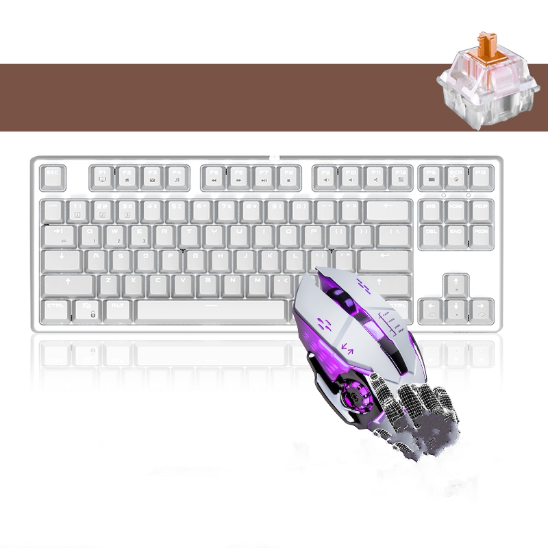 Royal Kludge RK987  N-key Rollover Ergonomic Design,Cool Exterior USB Wired PBT Keycaps White Backlit Keyboard for Gaming and Office - Black( RK Black Switch)