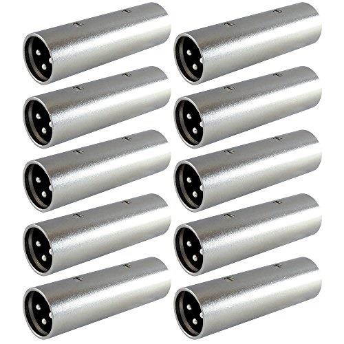 gls audio xlr male coupler gender changer xlrm mic barrel mike adapter  10 pack