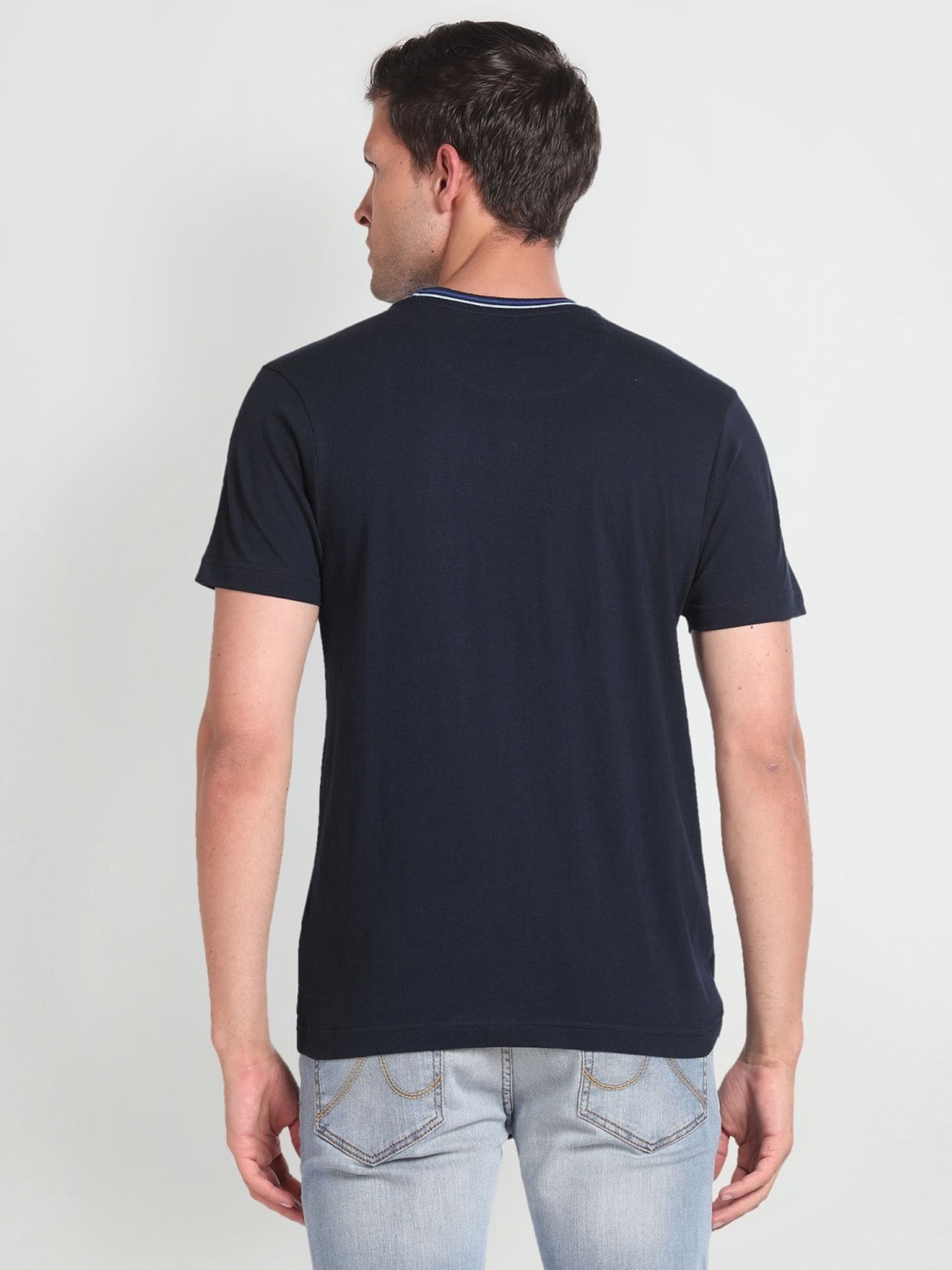Arrow Sport Navy Cotton Regular Fit T-Shirt