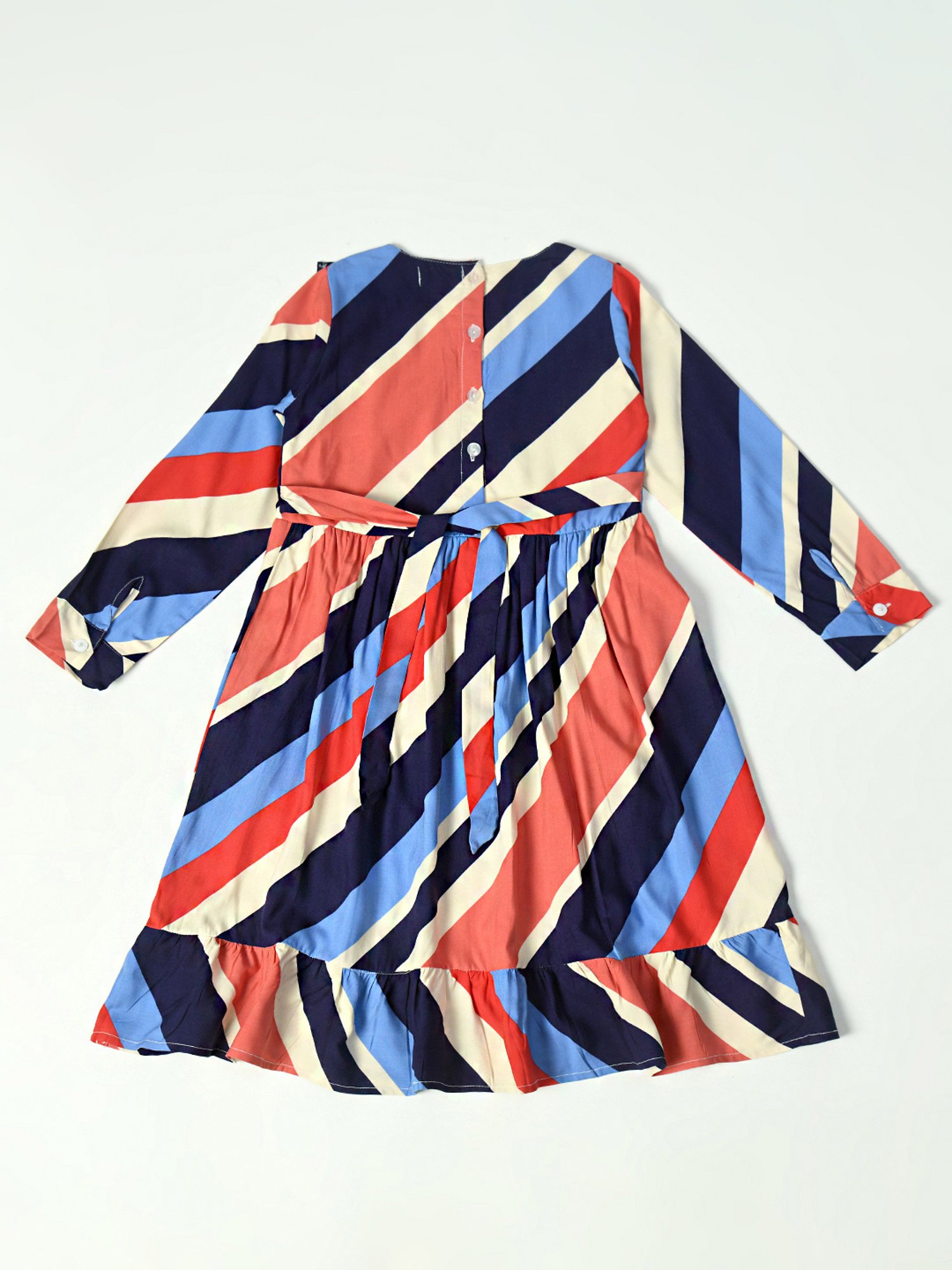 Bella Moda Kids Red Striped Full Sleeves Fit & Flare Dress