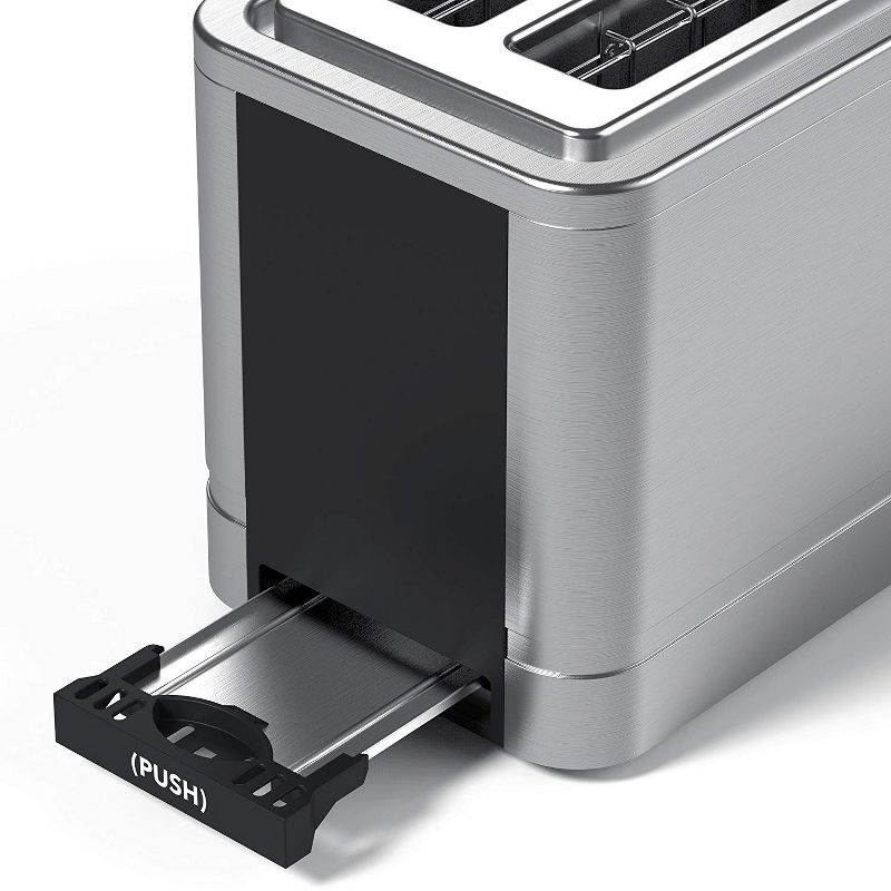 Vremi VRM010011N Retro Stainless Steel Corded Electric Countertop Wide Slot 2 Slice Toaster with Adjustable Settings