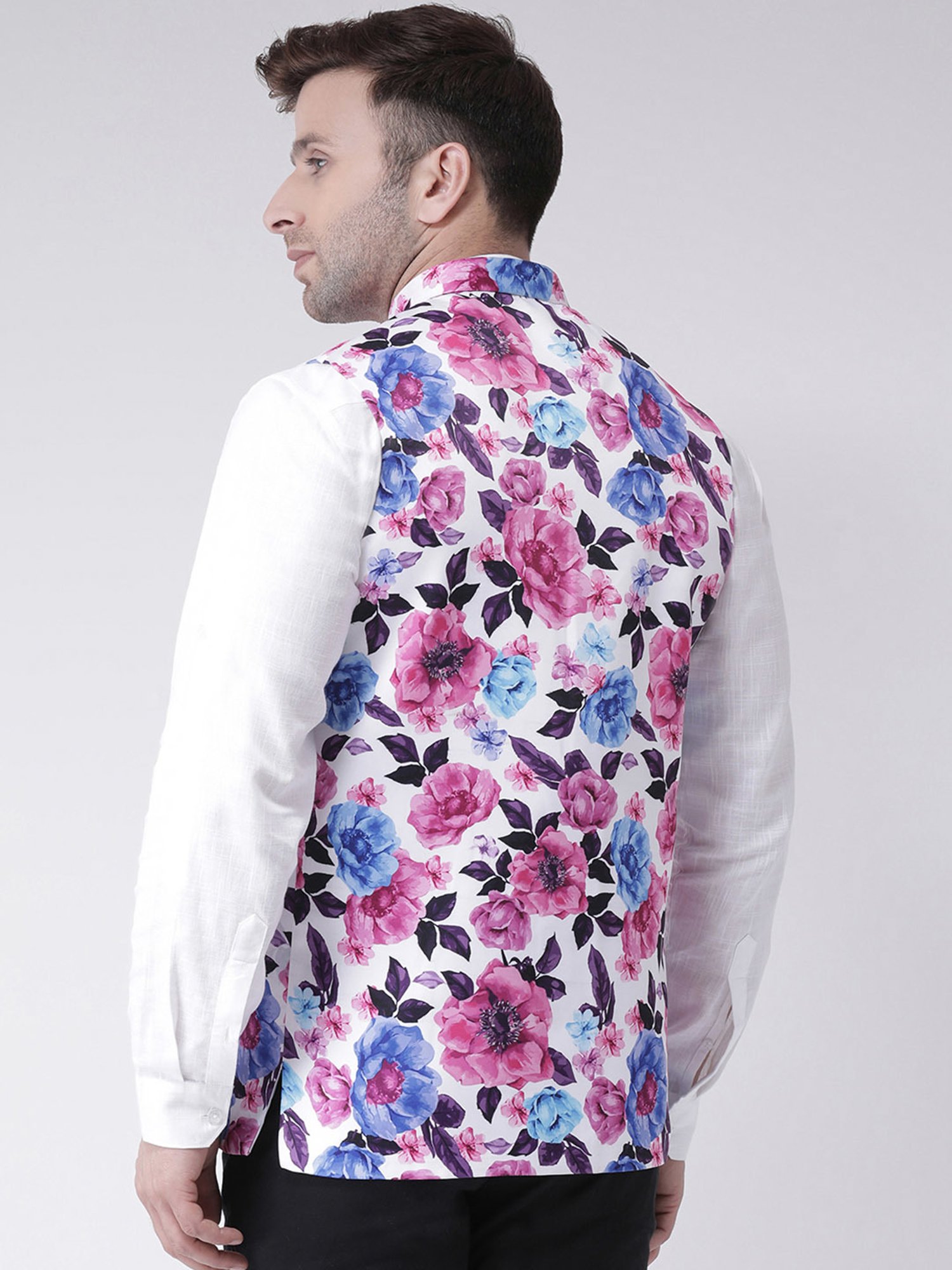 Hangup Plus Multicolor Regular Fit Floral Print Nehru Jacket